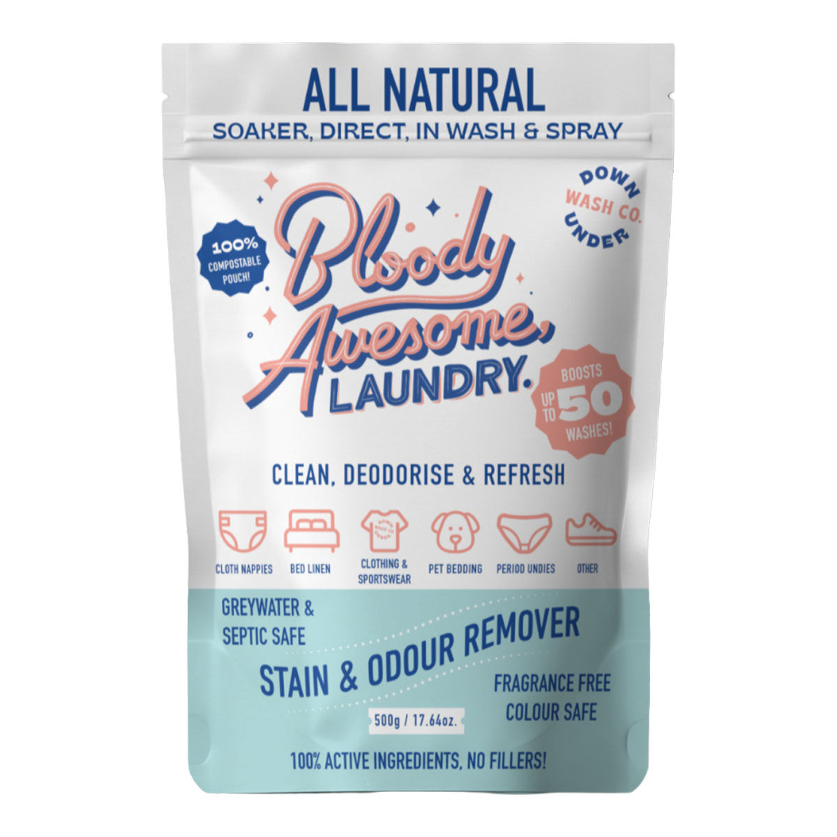 Downunder Wash Co Bloody Awesome Stain & Odour Remover Powder 500g