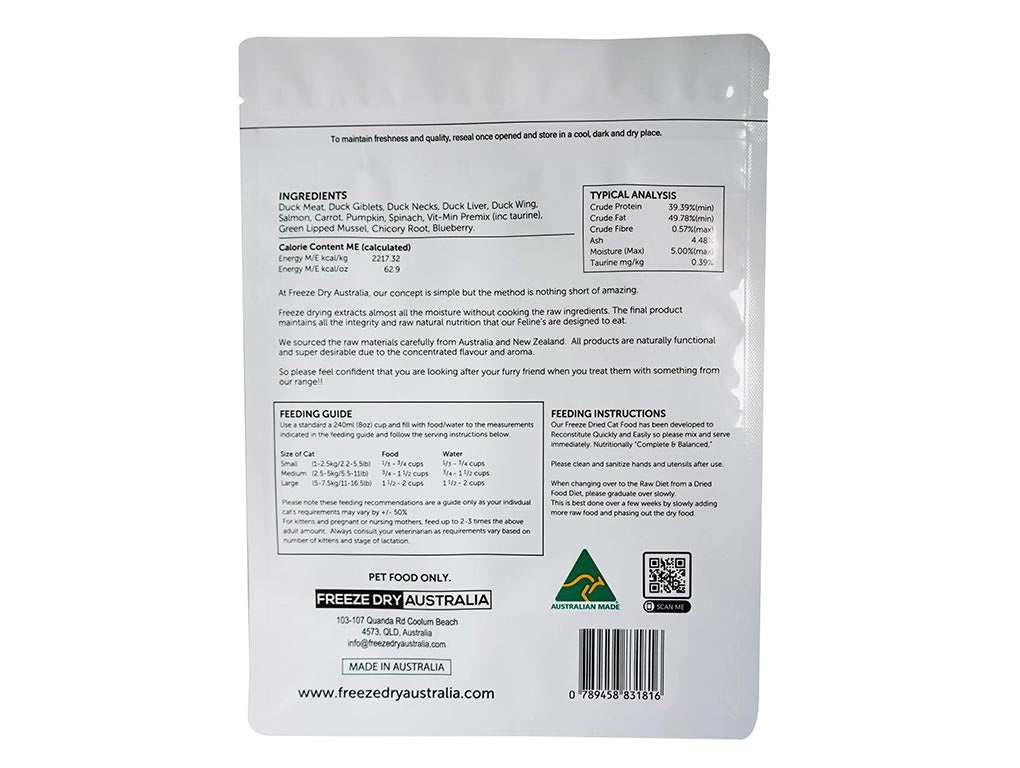 Freeze Dry Australia 100% Raw Duck Cat Food 25g