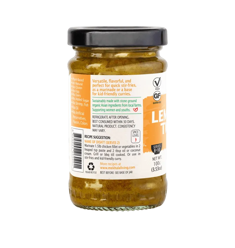 Mekhala Organic Lemongrass Turmeric Paste Vietnamese-Inspired With a Hint of Citrus 100g
