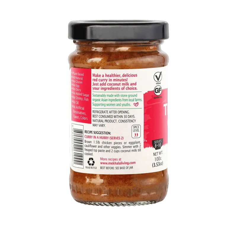 Mekhala Organic Thai Red Curry Paste with Dried Red Chillies 100g