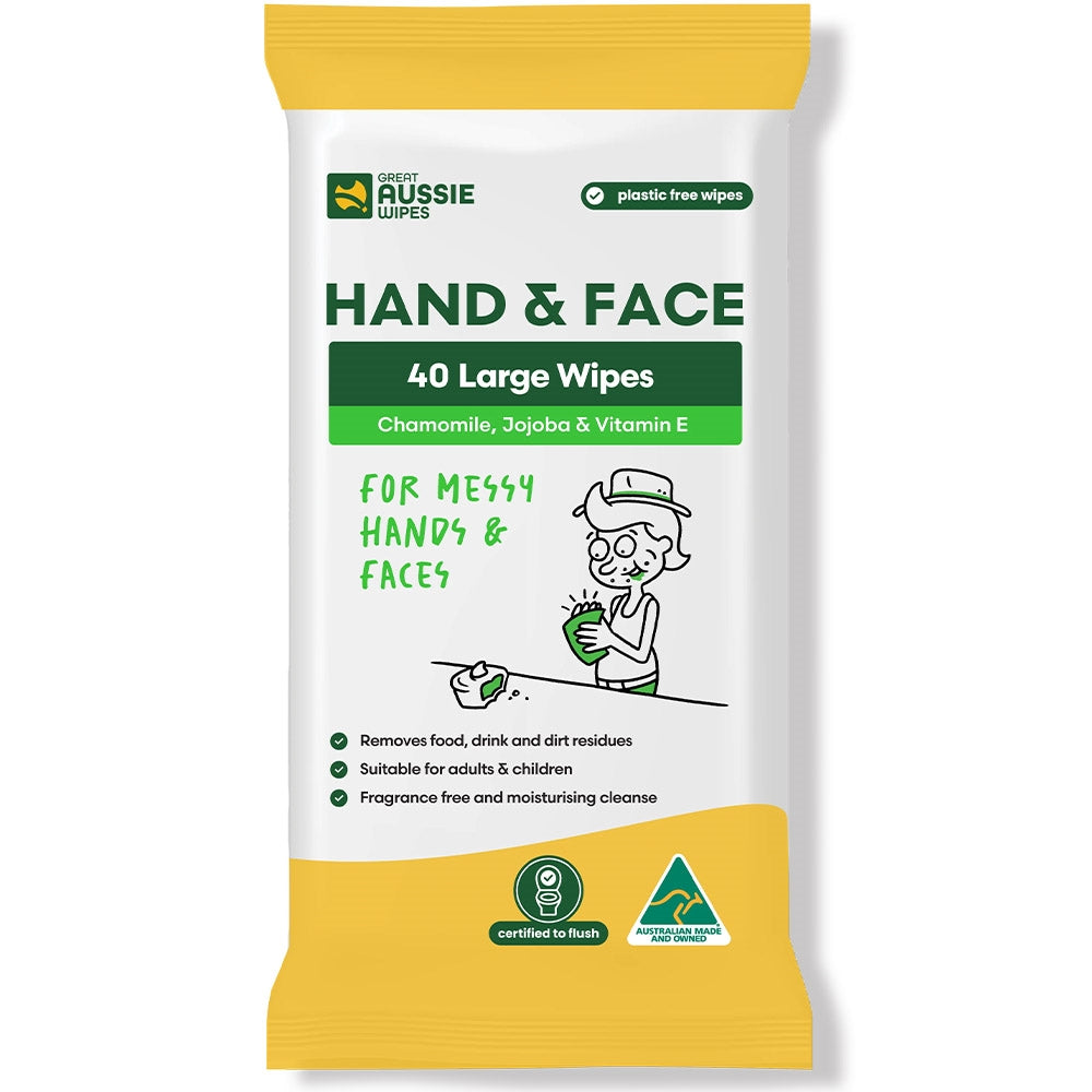 Aussie Wipes Hand & Face x40 Large