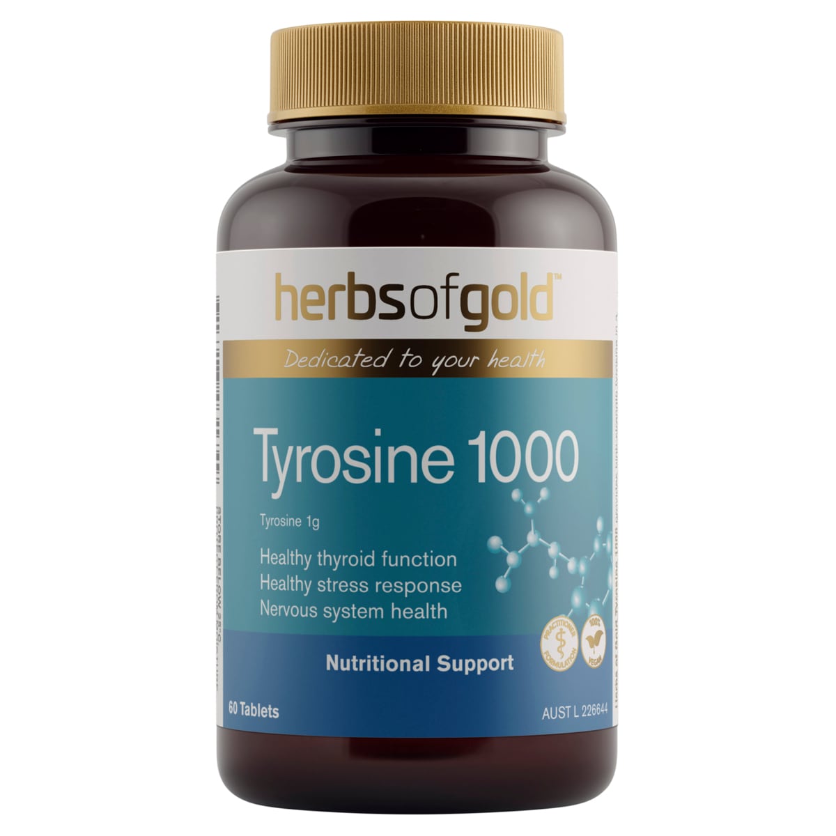 Herbs of Gold Tyrosine 1000 60 Tablets