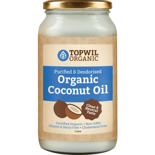 Topwil Organic Purified & Deodorised Organic Coconut Oil 1L