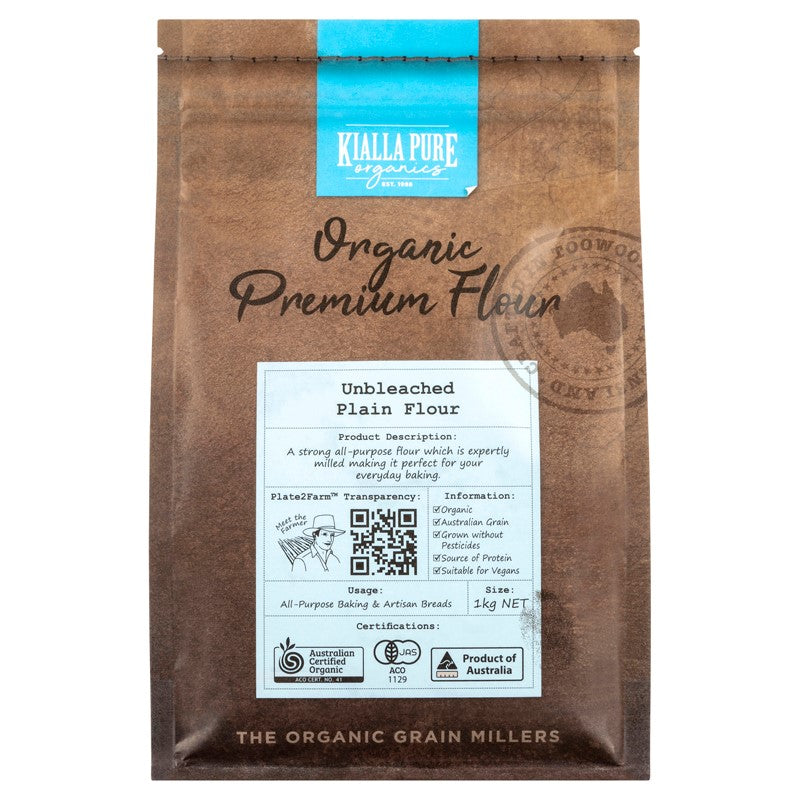 Kialla Pure Organics Flour Unbleached White Plain 1kg