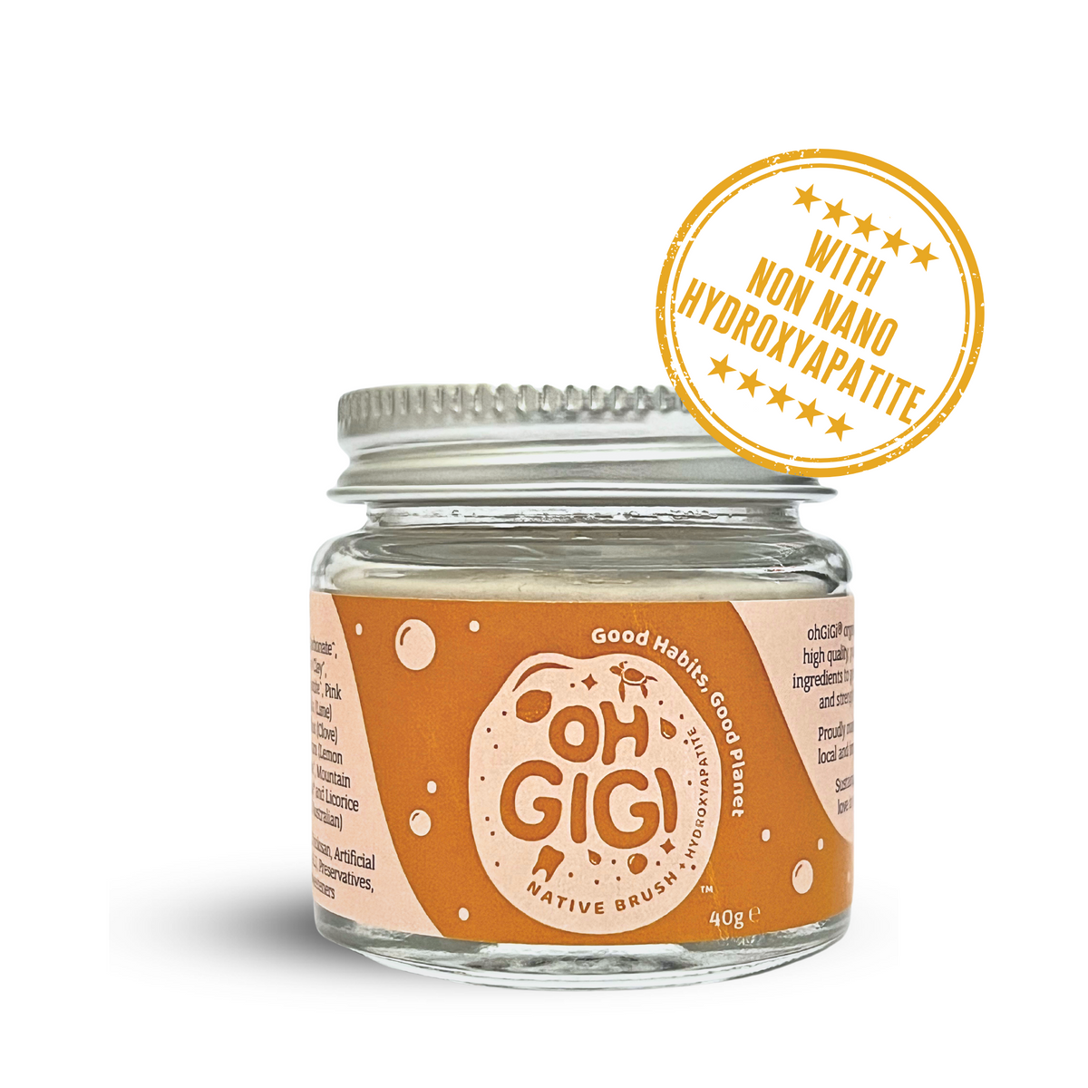 ohGiGi Hydroxyapatite Organic Tooth Powder Native Brush 40g