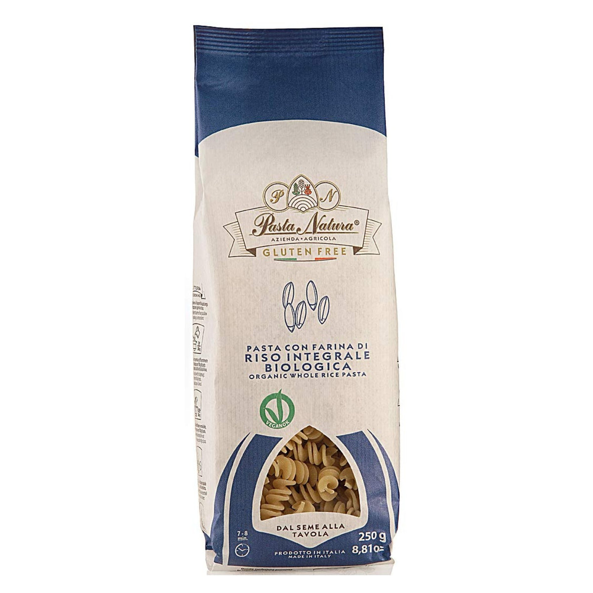 Pasta Natura Organic Brown Rice Fusilli 250g gluten free pasta bag