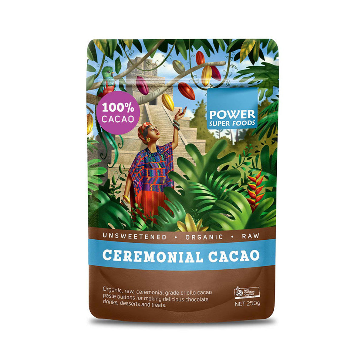 Power Super Foods Cacao Ceremonial Paste Buttons Raw 250g