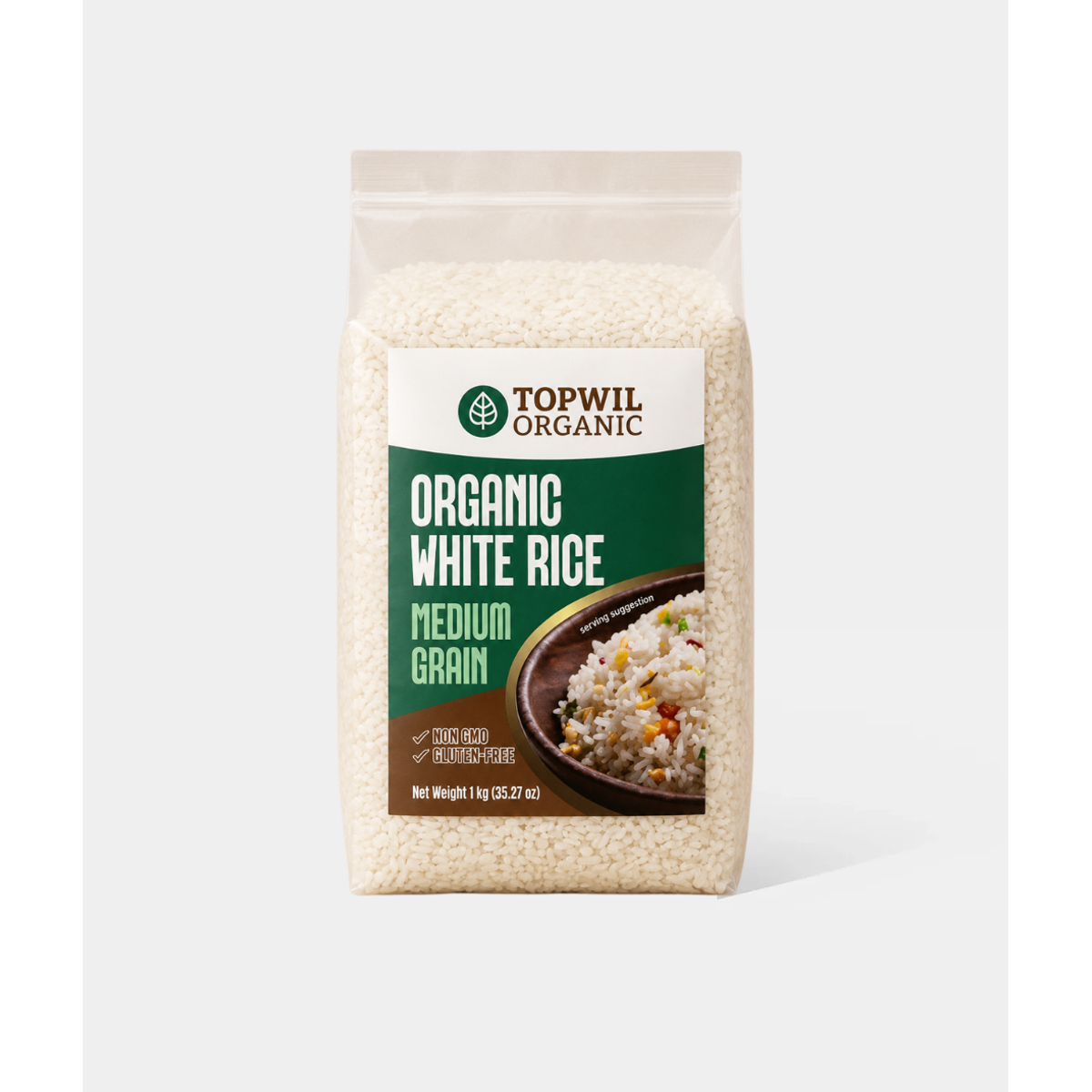 Topwil Organic White Medium Grain Rice 1kg