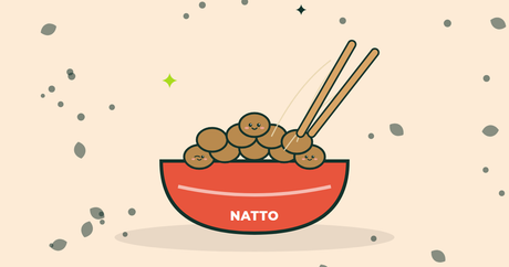 Illustration of a bowl of natto with chopsticks