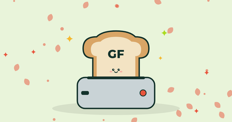 Illustration of a gluten-free bread slice popping out of a toaster