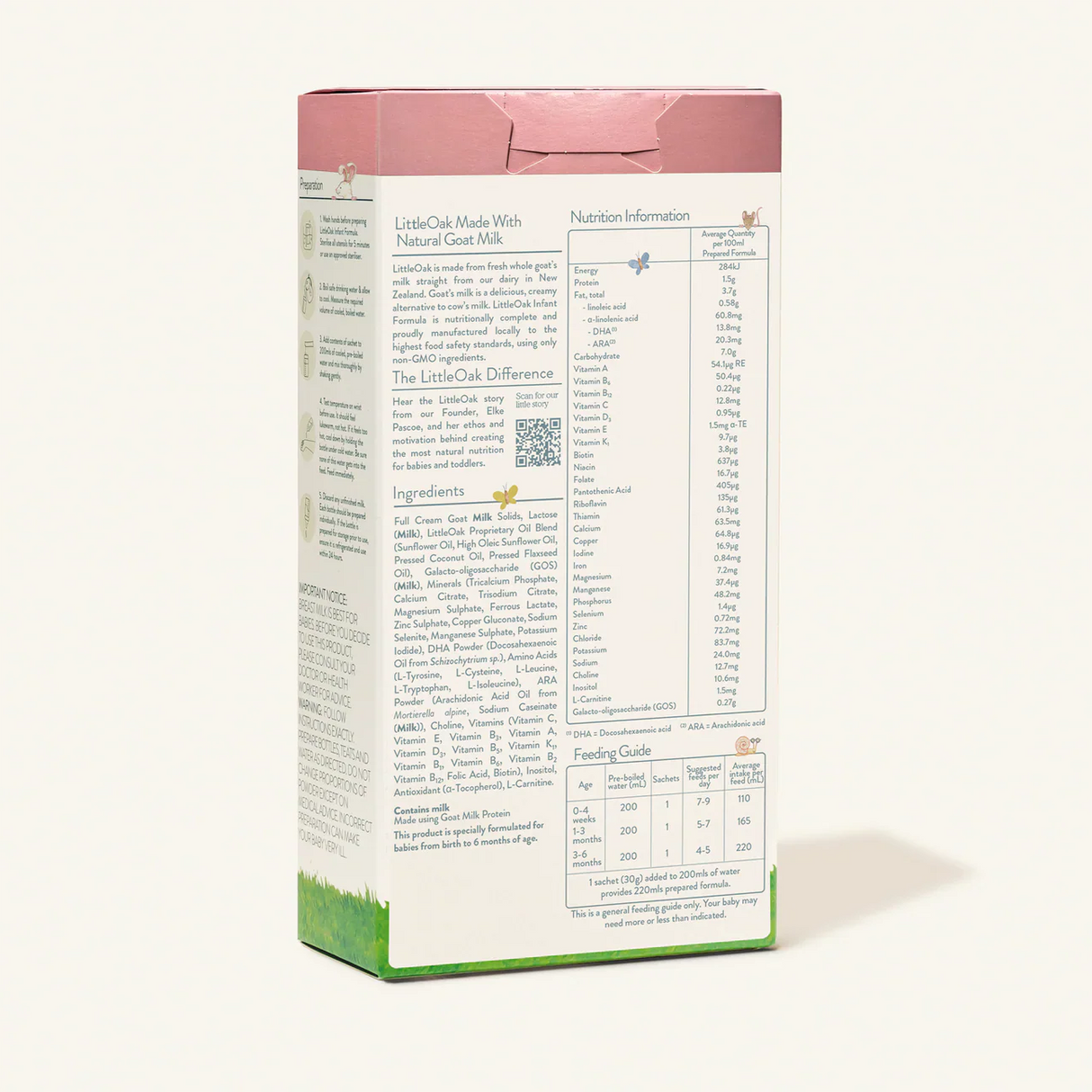LittleOak Natural Goat Milk Infant Formula Travel Sachets 6x30g