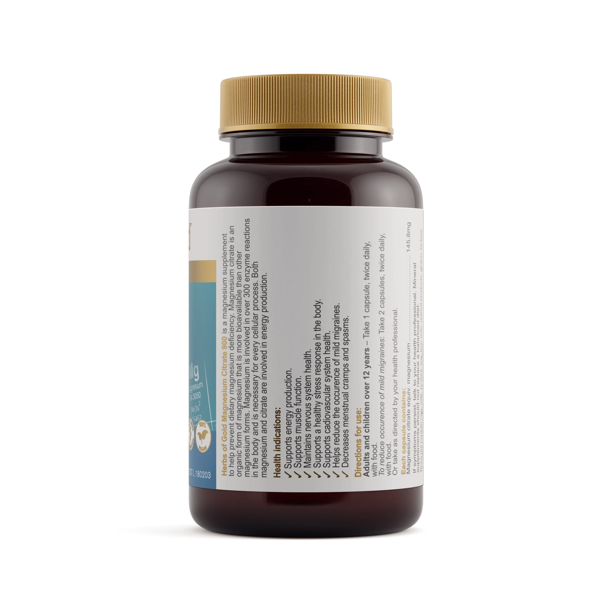 Herbs of Gold Magnesium Citrate 900 60c
