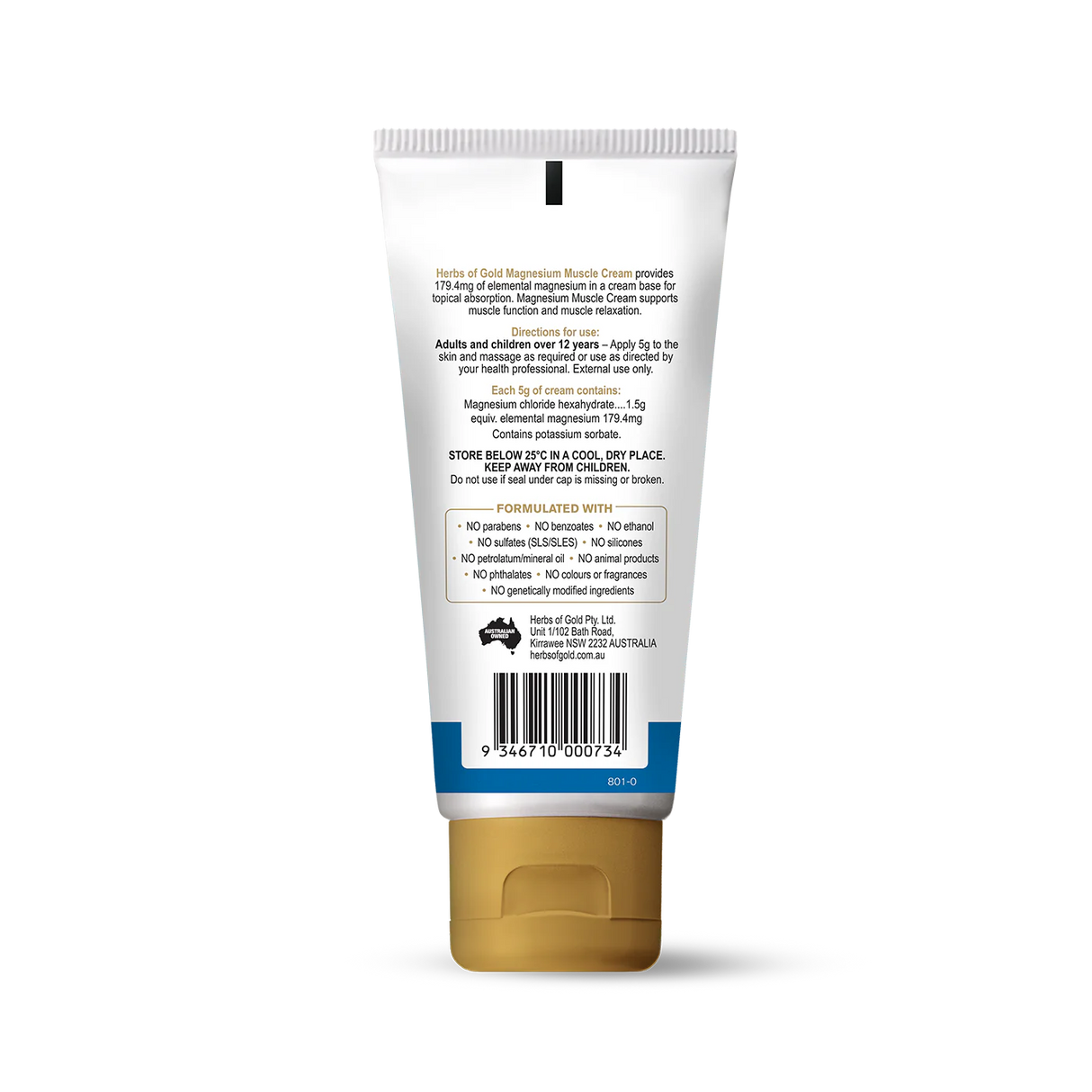 Herbs of Gold Magnesium Muscle Cream 100g