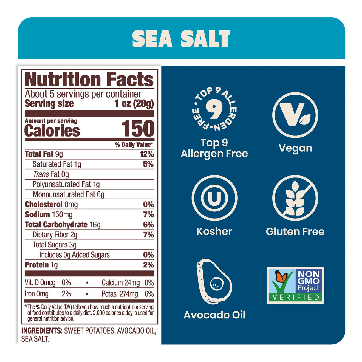 Jackson's Sweet Potato Chips in Avocado Oil Sea Salt 142g