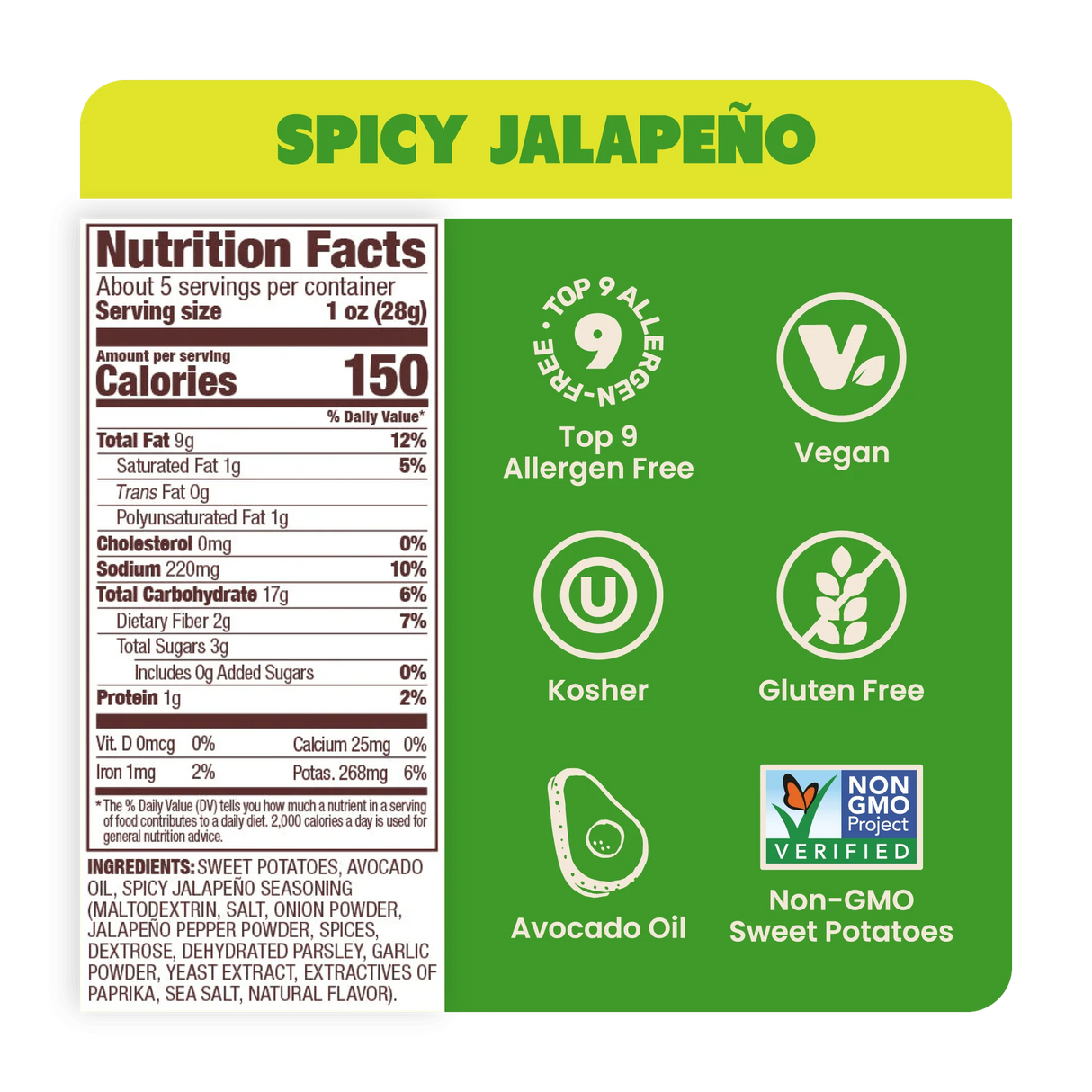 Jackson's Sweet Potato Chips in Avocado Oil Spicy Jalapeno 142g
