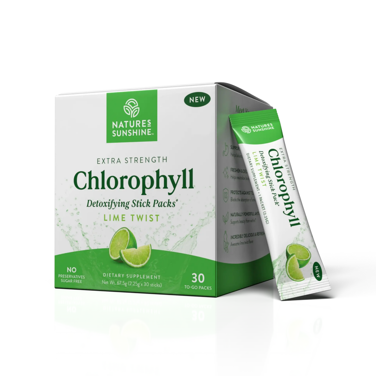 Nature's Sunshine Chlorophyll Stick Packs Lime Twist 30 Pack