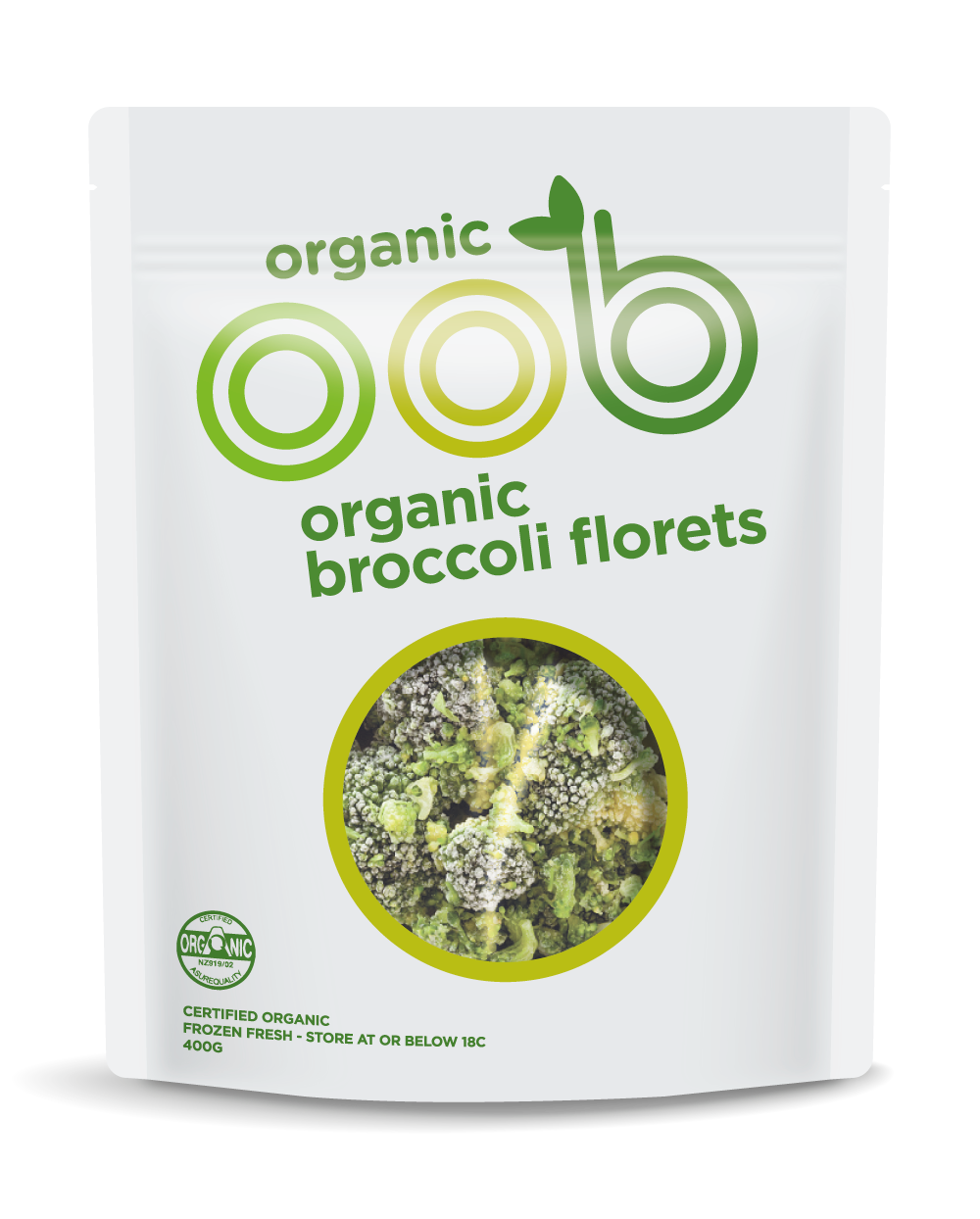 oob organic Frozen Broccoli pack