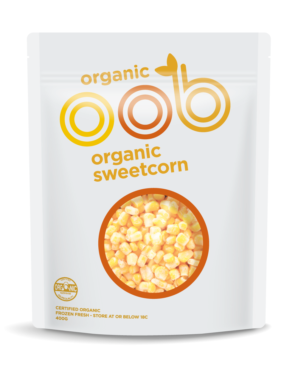 oob organic Frozen Sweetcorn 400g pack