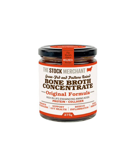 Jar of Bone Broth Concentrate from The Stock Merchant on a white background