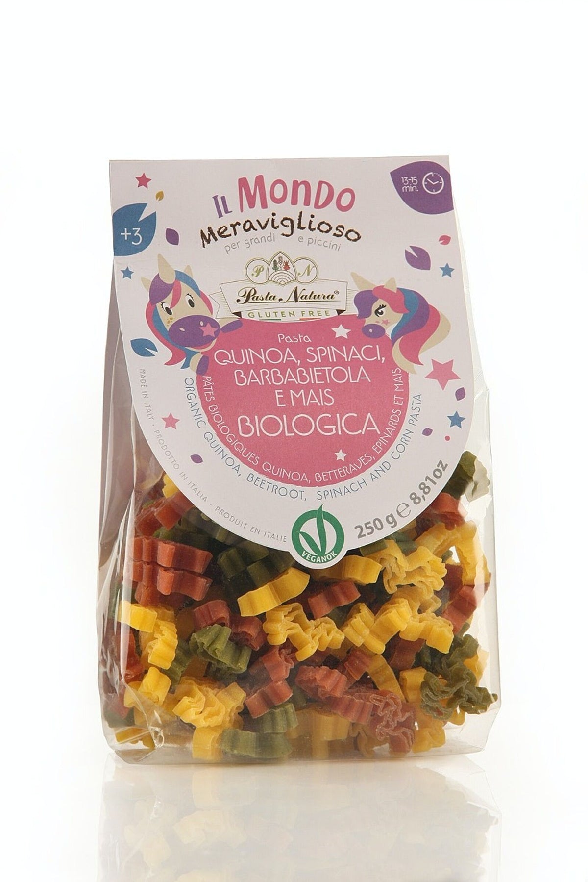 Pasta Natura Tricolour Unicorn Pasta 250g pack