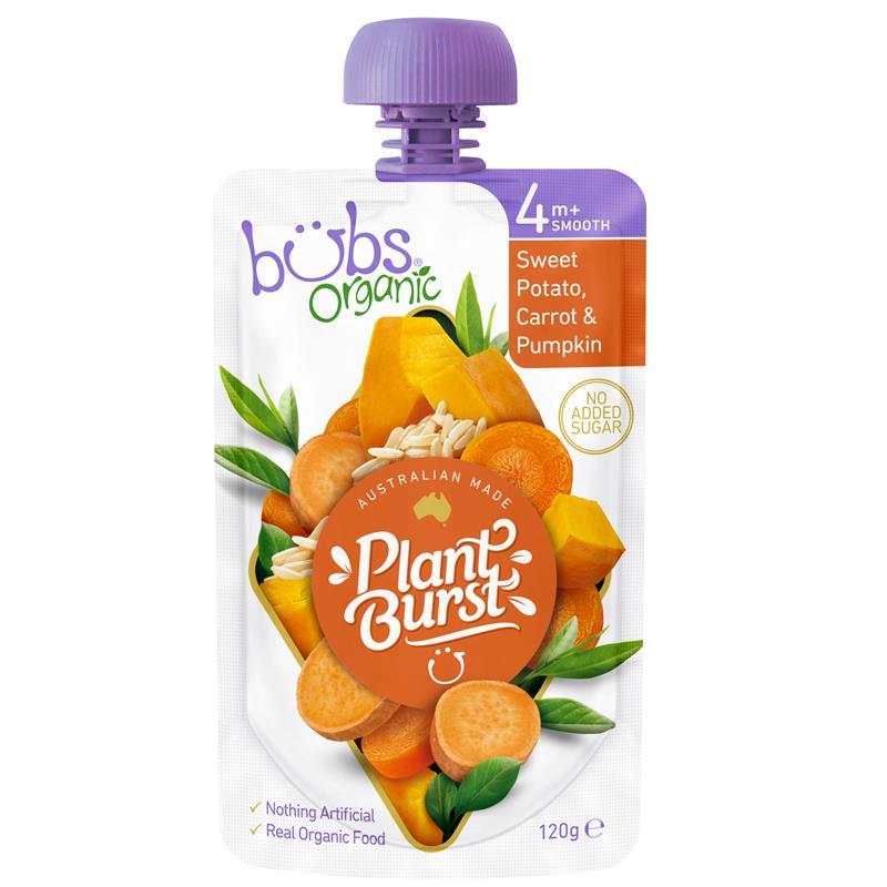 Bubs Organic S/Potato Carrot Pumpkin 4+120g