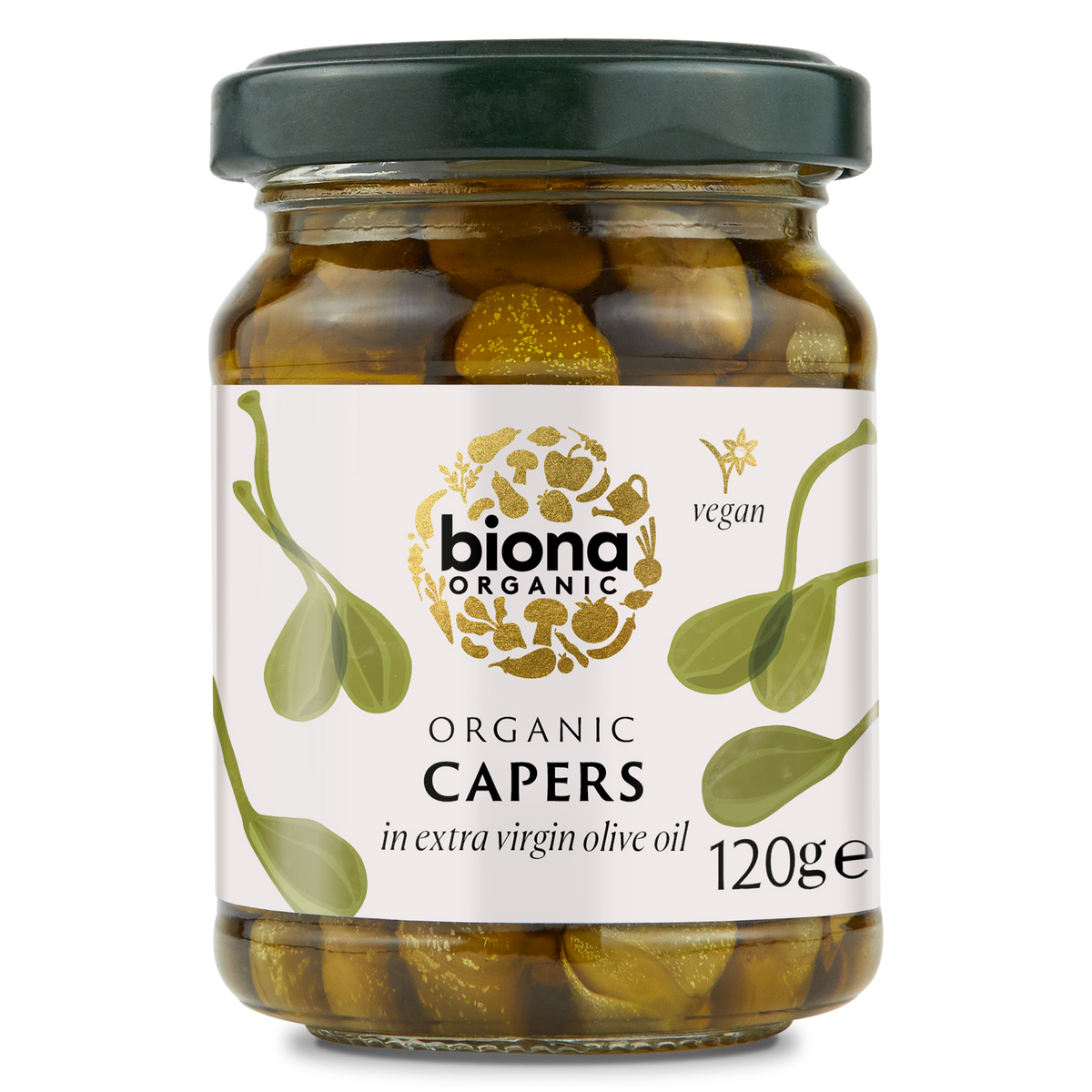 Biona Organic Capers in Extra Virgin Olive Oil 120g