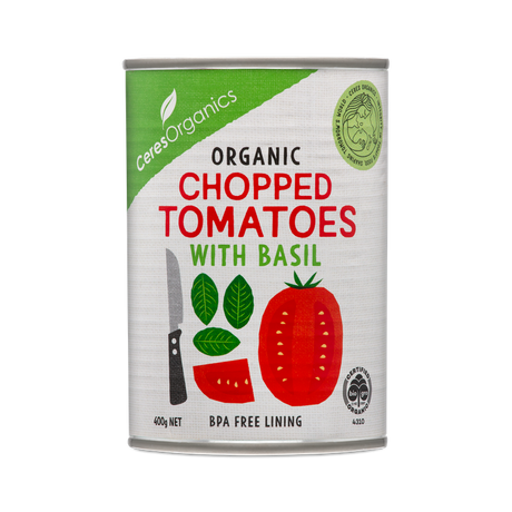 Ceres Organics Tomatoes Chopped With Basil (Can) 400g