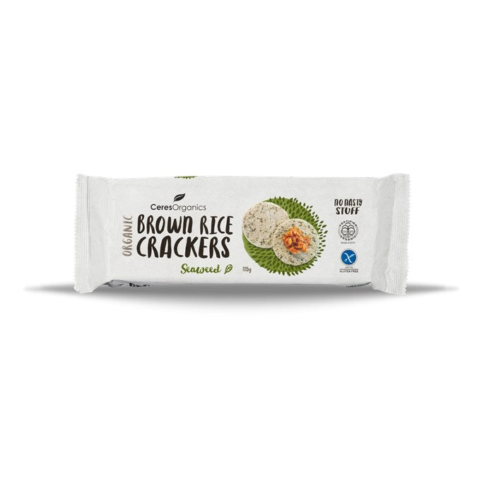 Ceres Organics Brown Rice Crackers Seaweed 115g