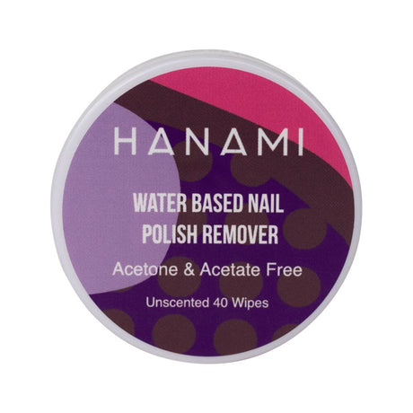 Hanami Nail Polish Remover Water Based Wipes Unscented 40 Pack