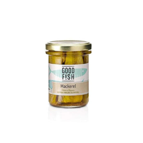 Good Fish Mackerel Fillets in Extra Virgin Olive Oil Jar 195g