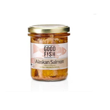 Good Fish Alaskan Salmon Fillets in Extra Virgin Olive Oil Jar 195g