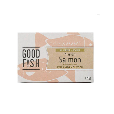 Good Fish Alaskan Salmon Fillets in Extra Virgin Olive Oil Tin 120g