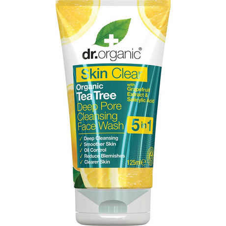 Dr Organic DePore Cleansing Face Wash Skin Clear Tea Tree 125ml