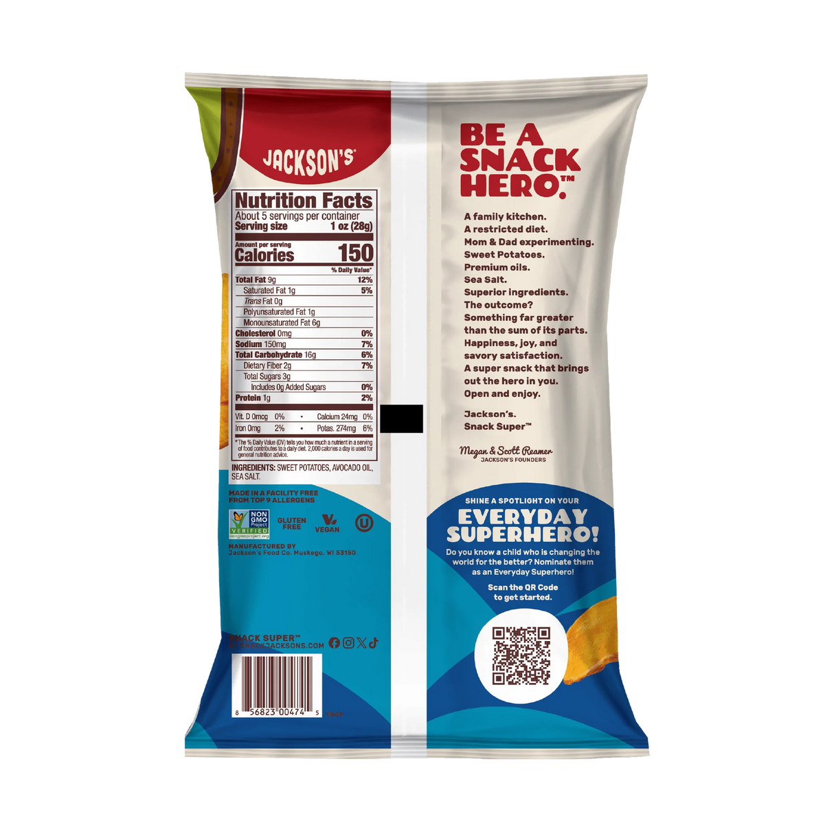 Jackson's Sweet Potato Chips in Avocado Oil Sea Salt 142g