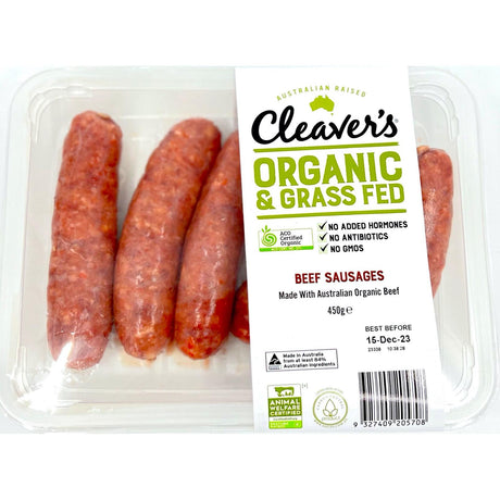Cleavers Organic Meat Beef Sausages 450G