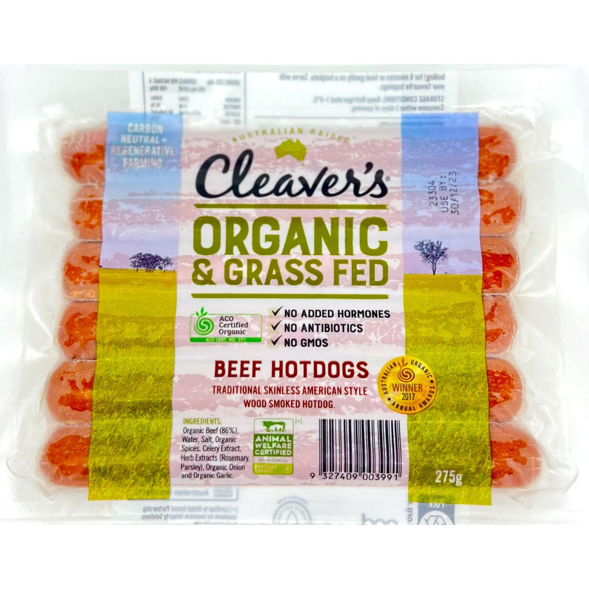 Cleavers Organic Meat Beef Hotdog 275g