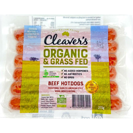 Cleavers Organic Meat Beef Hotdog 275g