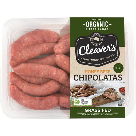 Cleavers Organic Meat Chipolatas Beef 450g