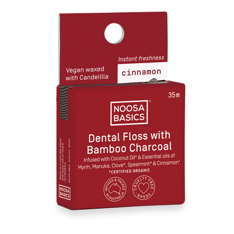 Noosa Basics Dental Floss with Charcoal Cinnamon 35m