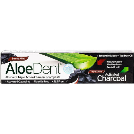 Aloe Dent Toothpaste Fluoride Free Triple Activated Charcoal 100ml