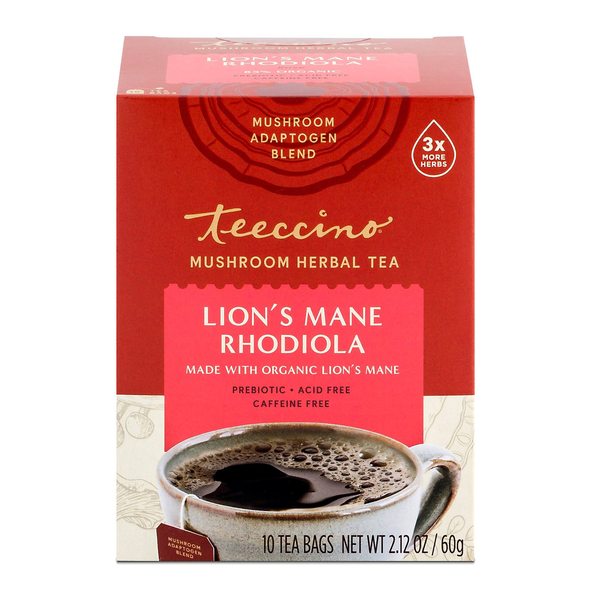 Teeccino Lion's Mane Rhodiola Mushroom x 10 Tea Bag