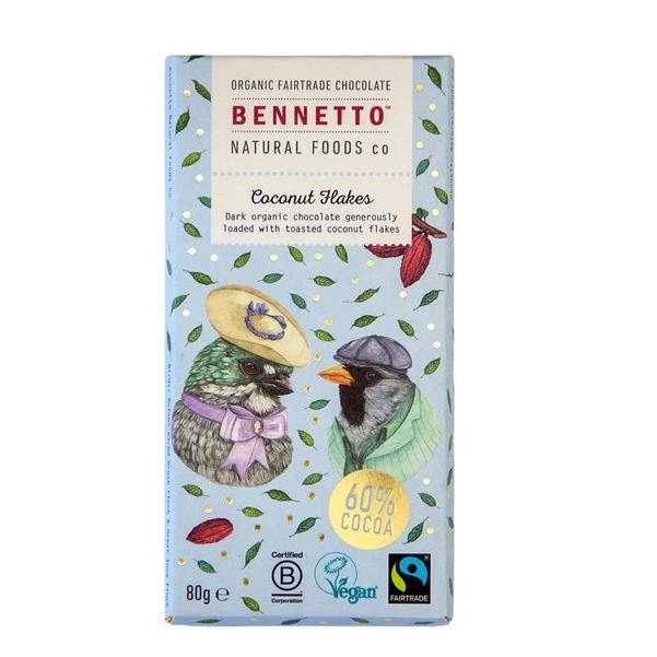 Bennetto Dark Choc Coconut Flake 80g