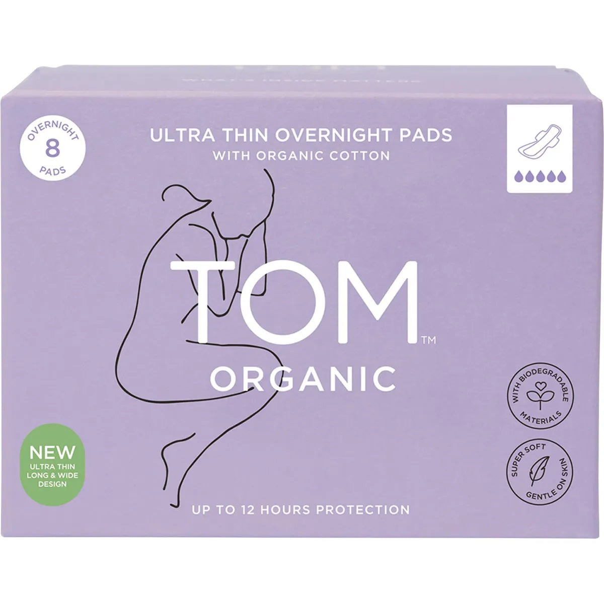 Tom Organic Ultra Thin Overnight Pads 8p