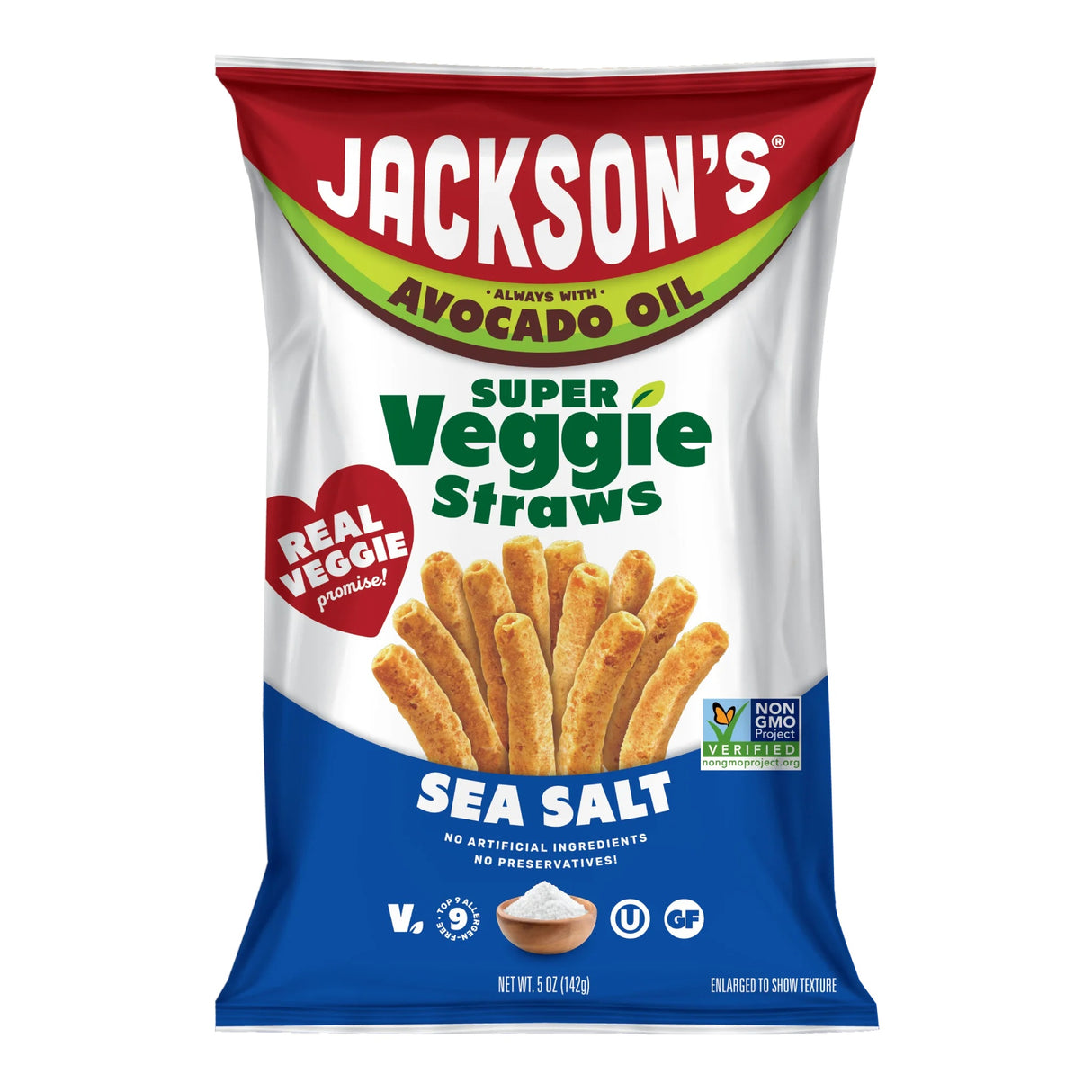 Jacksons Super Veggie Straws in Avocado Oil Sea Salt 142g