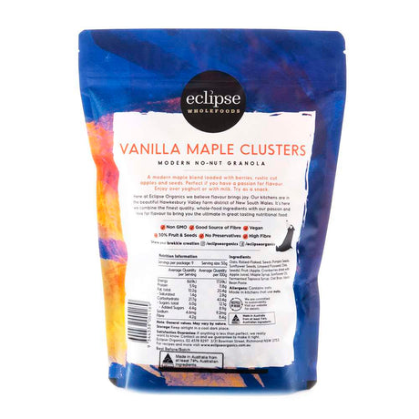 Eclipse Wholefoods Granola Vanilla Maple Clusters 450g