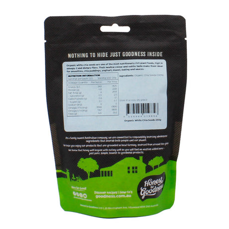 Honest to Goodness Organic White Chia Seeds 250G