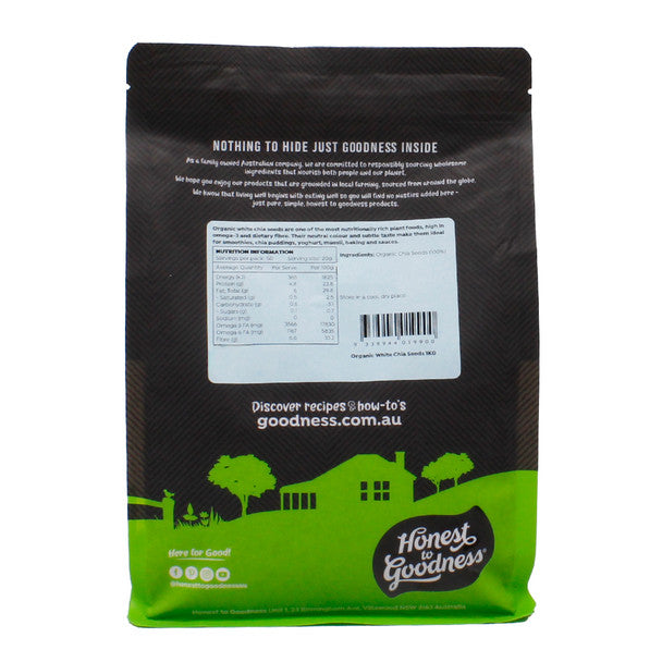 Honest to Goodness Organic White Chia Seeds 1Kg