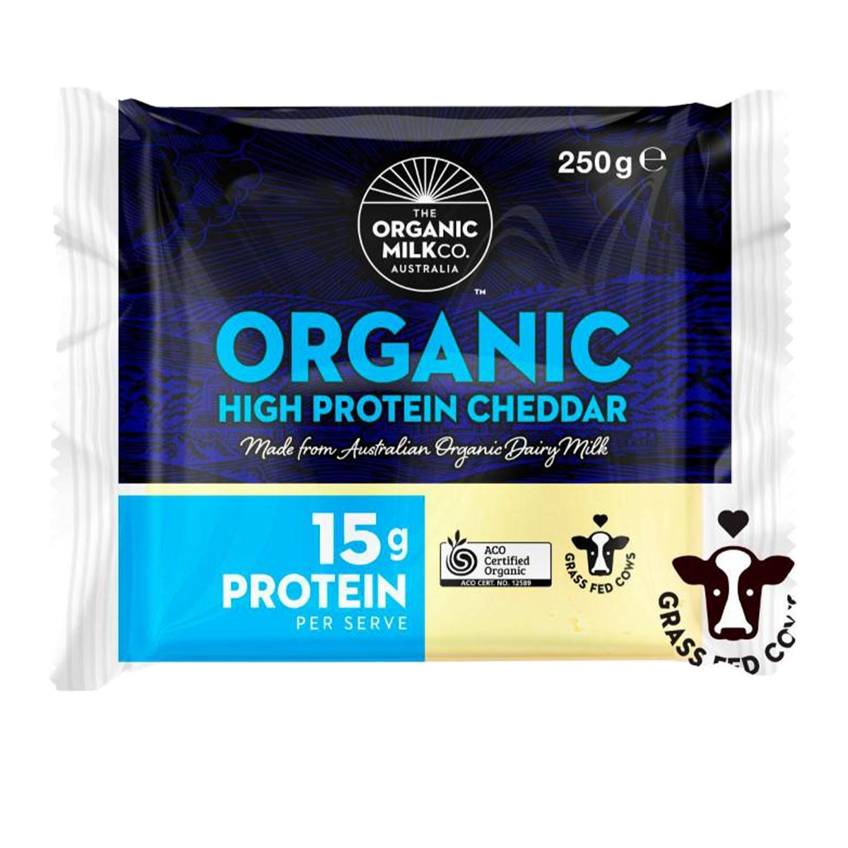 The Organic Milk Co. High Protein Cheddar Block 250g