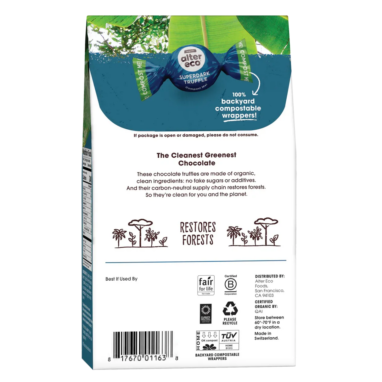 Alter Eco Chocolate Superdark Cacao Truffle 108g