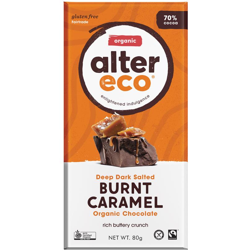 Alter Eco Chocolate Crunchy Dark Salted Burnt Caramel 70% 80g